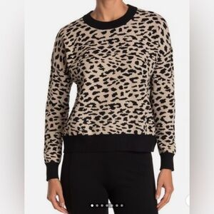 T Tahari Leopard Print Sweater - Black and Tan